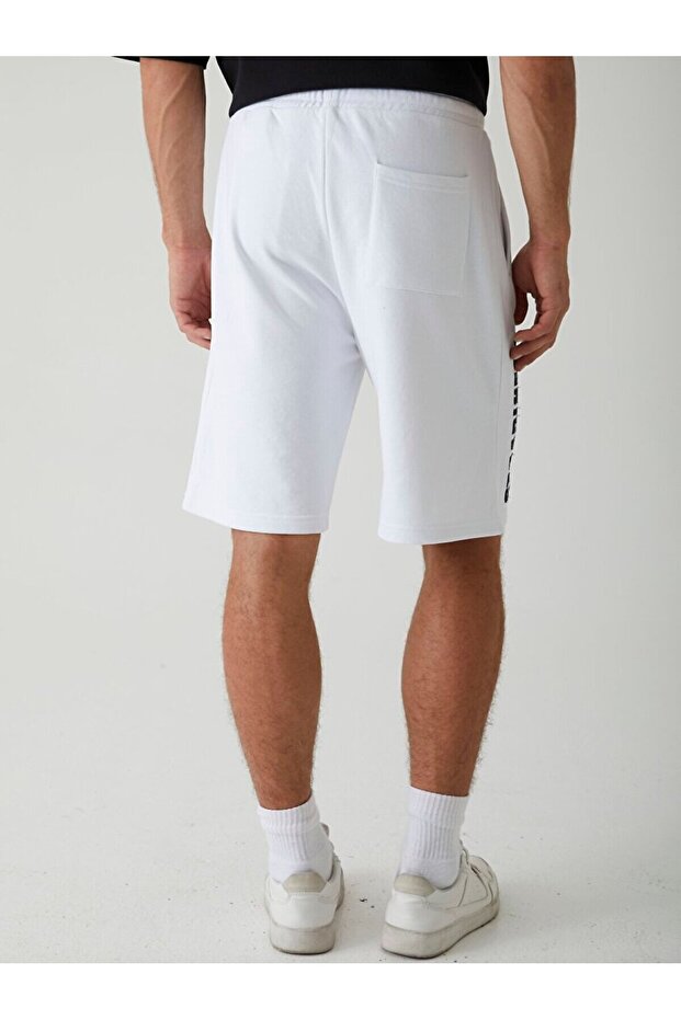 Kontrast Yamalı Beyaz Şort - 3