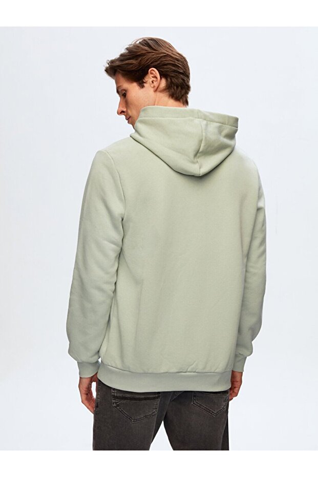 Logolu Kapüşonlu Yeşil Sweatshırt - 5