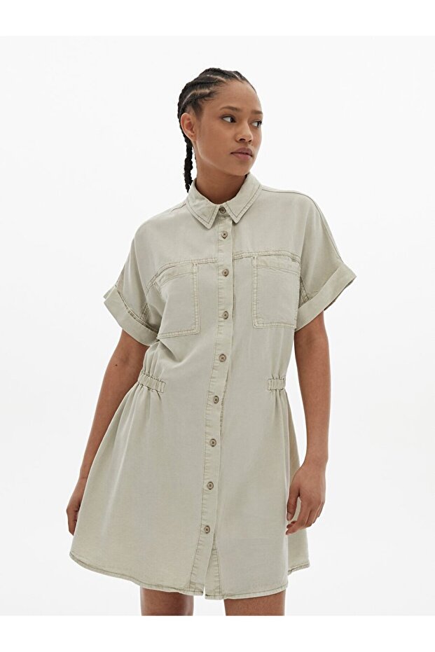 Denım Gri Elbise - 2