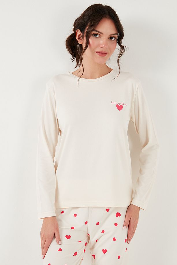 Streç Regular Fit Beli Lastikli Bisiklet Yaka Pijama Takımı  PİJAMA TAKIMI 65714101 - 5