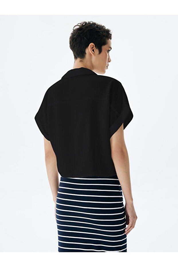 Basıc Kısa Kol Siyah Gömlek - 3