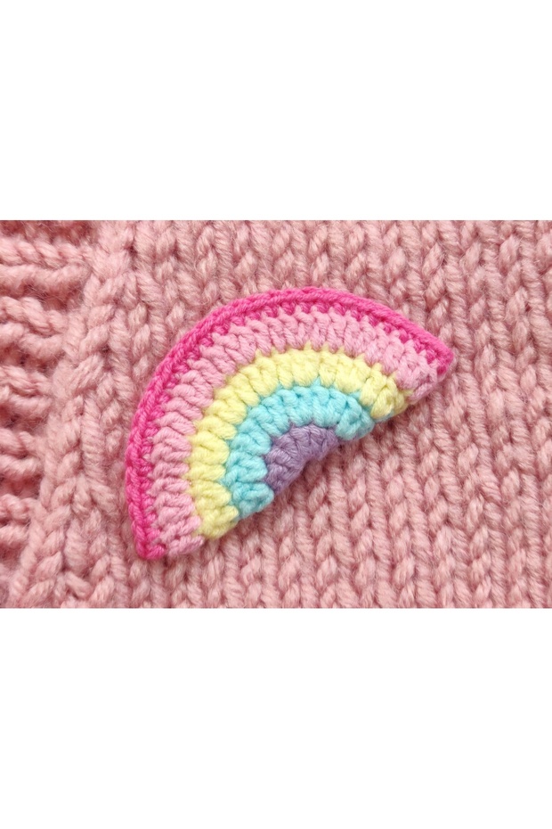 El Örgüsü Gökkuşağı Detaylı Kız Çocuk Hırka, Kız Bebek Hırka - 2