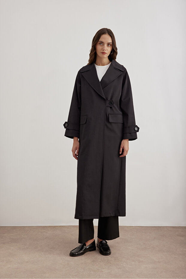 7177111 Tek Düğmeli Pardösü - 1