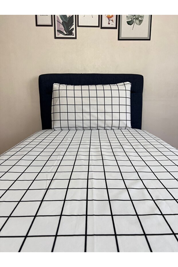 طقم ملاءة مطاطية منقوشة مفردة ومزدوجة باللون البيج - 1