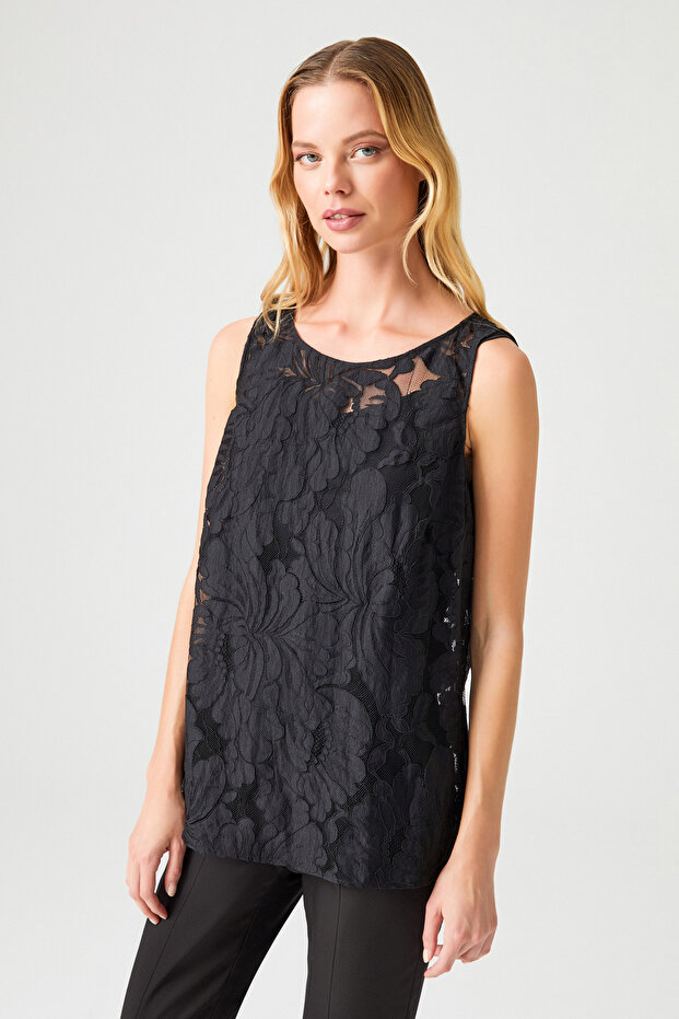 Kolsuz Dantel Bluz - 1