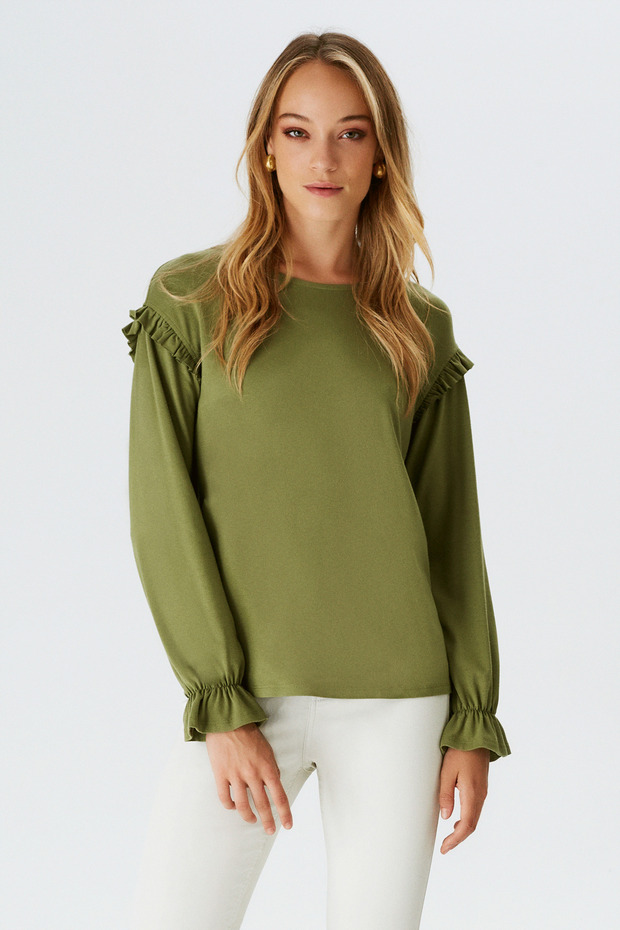 Fırfırlı Penye Bluz - 1