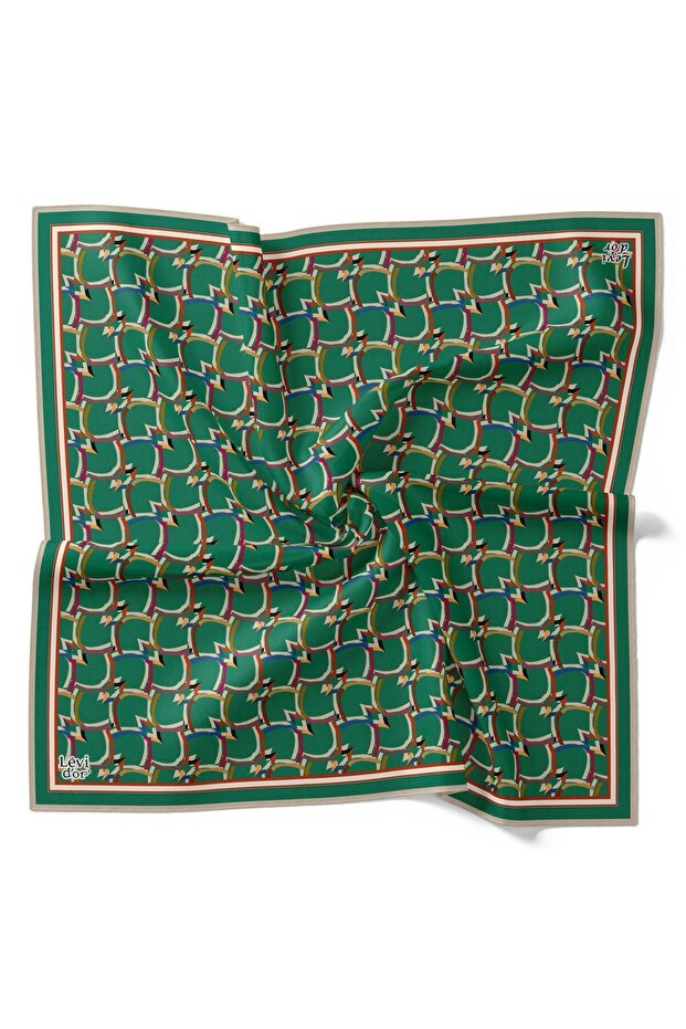 Tivil Silk Scarf 4089 - 2 Green Mixed Pattern