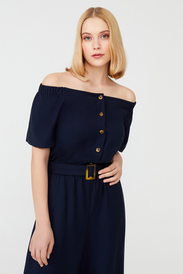 Omuz Dekolteli Kapri Boy Tulum - 2