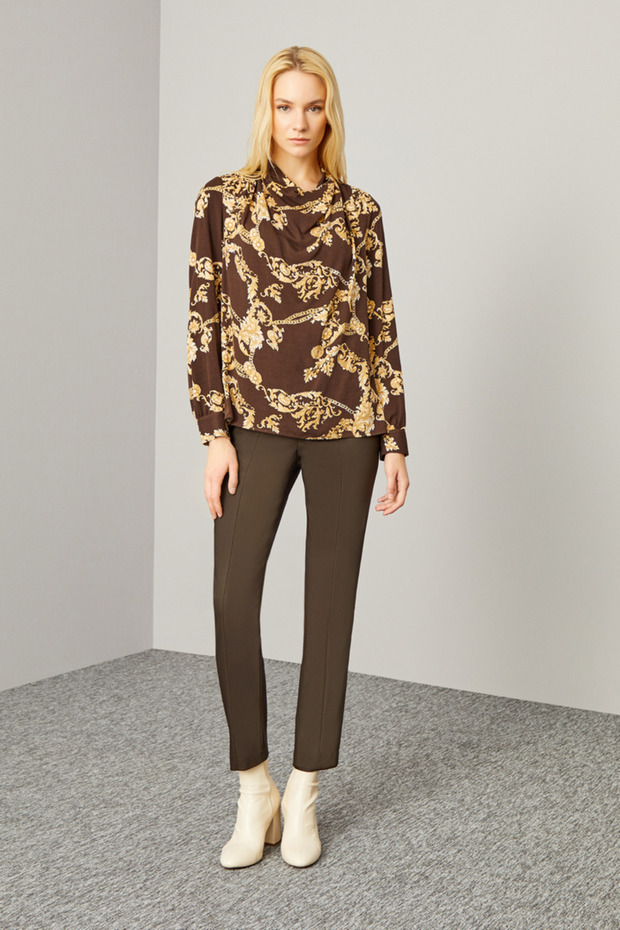 Degaje Yaka Desenli Bluz - 2