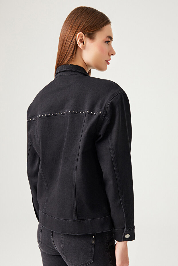 Zımbalı Denim Ceket - 4
