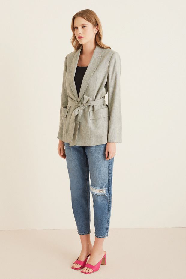 Kuşaklı Blazer Ceket - 2