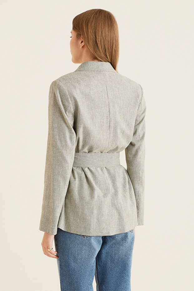 Kuşaklı Blazer Ceket - 3