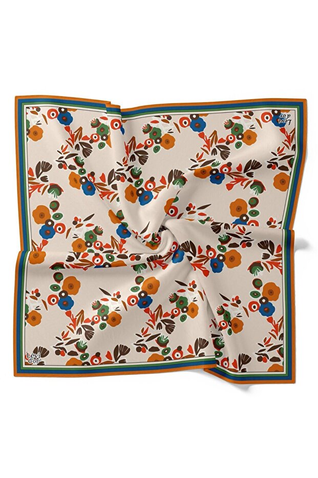 Eșarfă de mătase Tivil 4097-5 Model mixt crem - 1