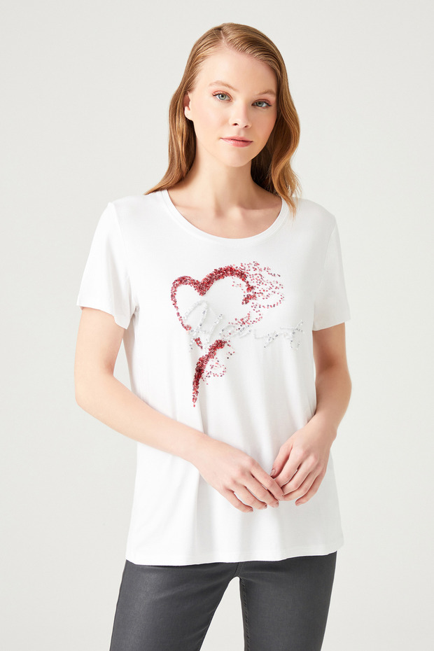 Pul İşlemeli T-shirt - 1