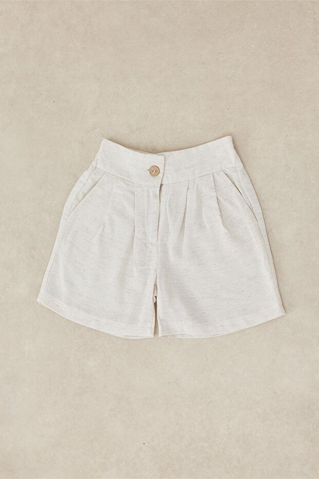 Naturel Palazzo Keten Şort - 3