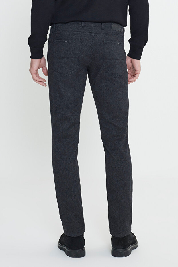 Erkek Siyah Slim Fit Dar Kesim Pamuklu Esnek Pantolon - 5