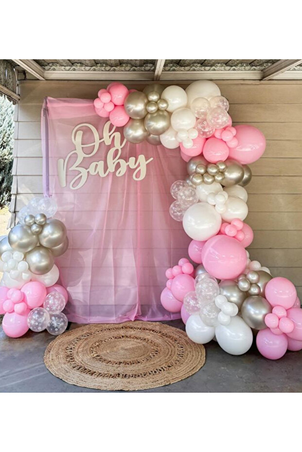 Pink White Clear Chrome Balloon Chain Set of 100
