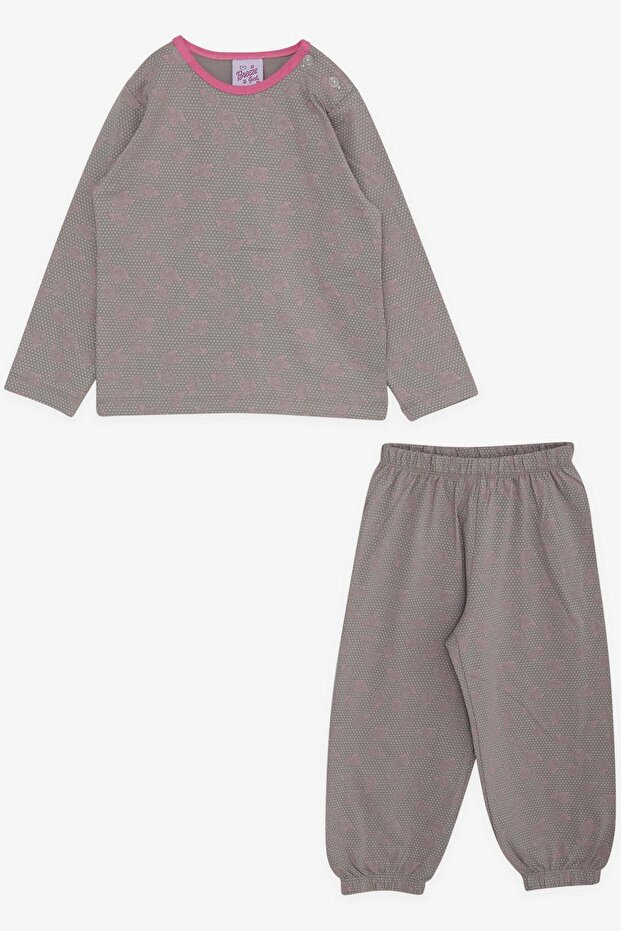 Baby Girl Pajama Set, Rose Polka Dot Patterned, 9 Months-3 Years, Mink