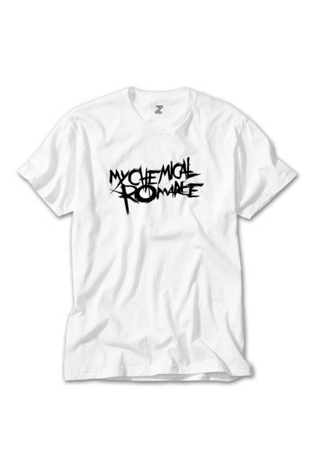 تي شيرت أبيض برمز شعار My Chemical Romance