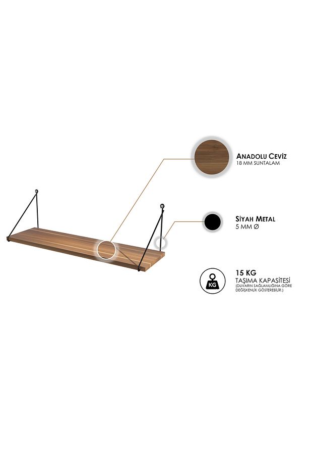 Armoni Raf Seti 1 Raflı 200X720 Ceviz 015 0010 020 020 53 - 3