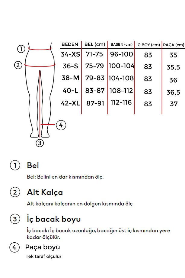 Kadın T.Kot Rengi Palazzo Fit Tasarım Denim - 5