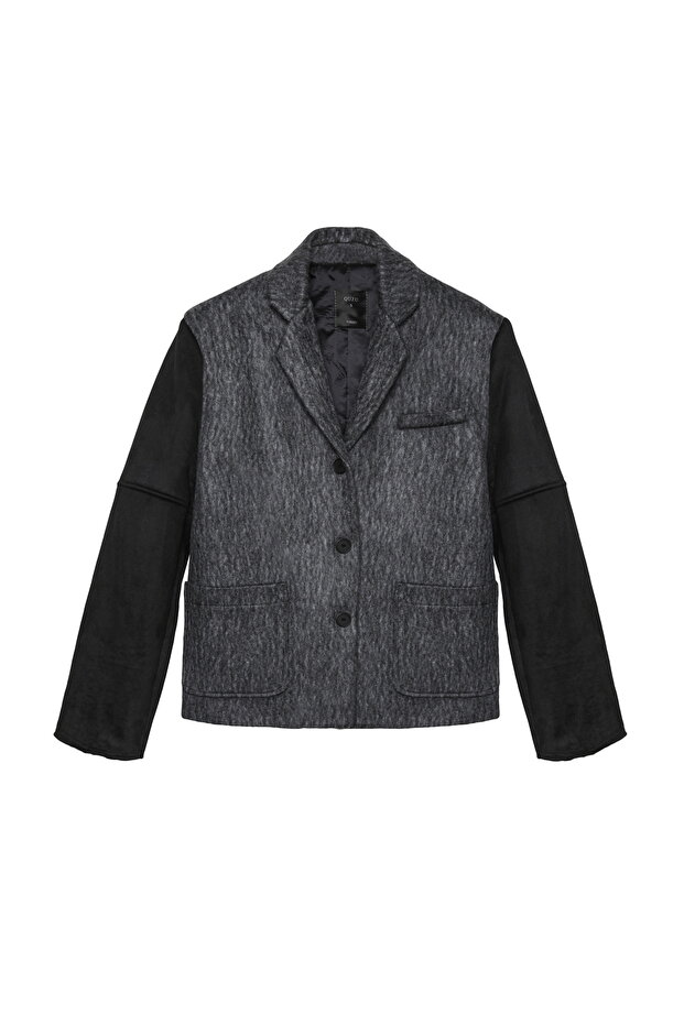 سترة رمادية - سترة بألوان متباينة - 2