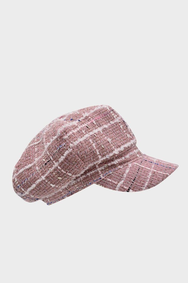 Women's Cap Woolen Patterned Floppy Hat Pink