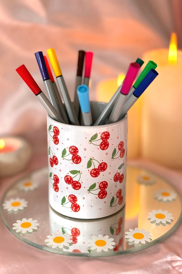 حامل أقلام منقوش بالكرز - 4