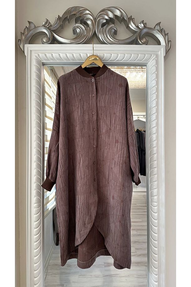 İNVEE 6982 Kahve Modal Tunik - 2