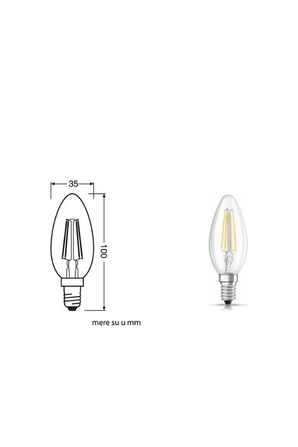 Ledvance Value Clb40 4W/827 E14 Flamanlı Şeffaf Cam Ampul  ( 6'Lı Eko Paket ) - 3