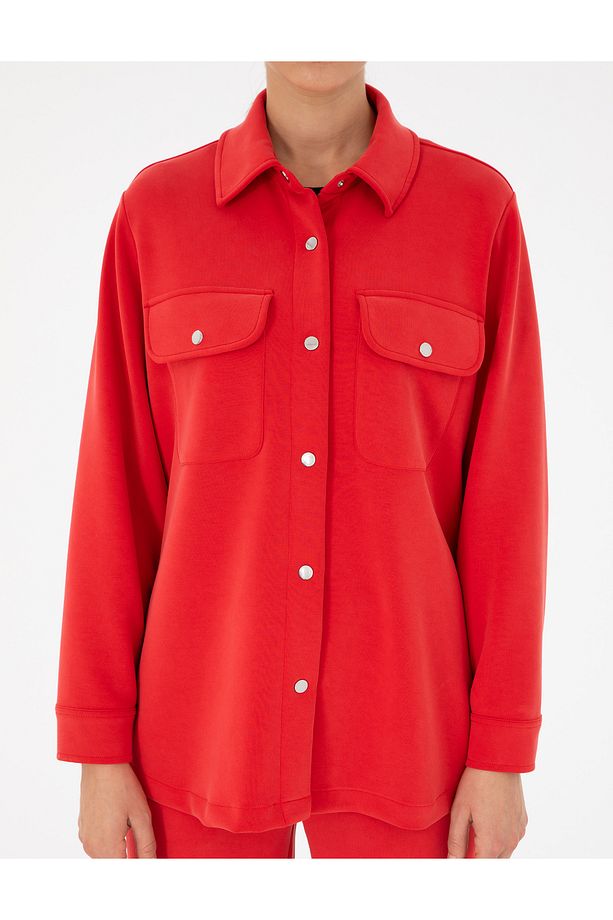Kırmızı Oversize Modal Kumaş Örme Hırka 50291222-vr030 - 6