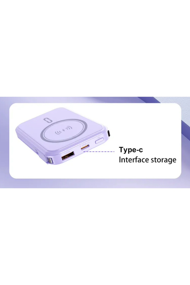 QC01 22.5w Mini Powerbank Lightning ve Type-C 12000mah şarj Hızlı Şarj Kablosuz Şarj Cihazı - 3