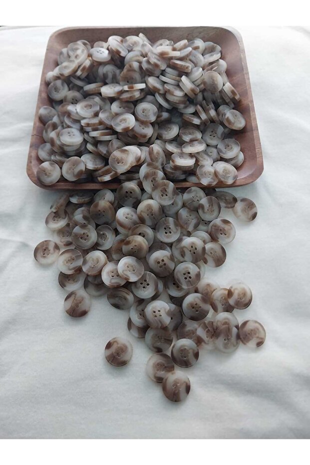 Milky Brown Tones Marble Patterned 2 cm Diameter Bone Button 20 Pieces.