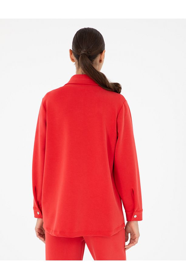 Kırmızı Oversize Modal Kumaş Örme Hırka 50291222-vr030 - 5