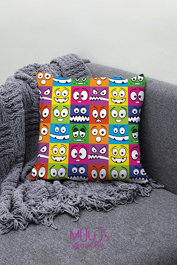 Double Side Printed Cube Face Patterned Single Throw Pillow Case - 2