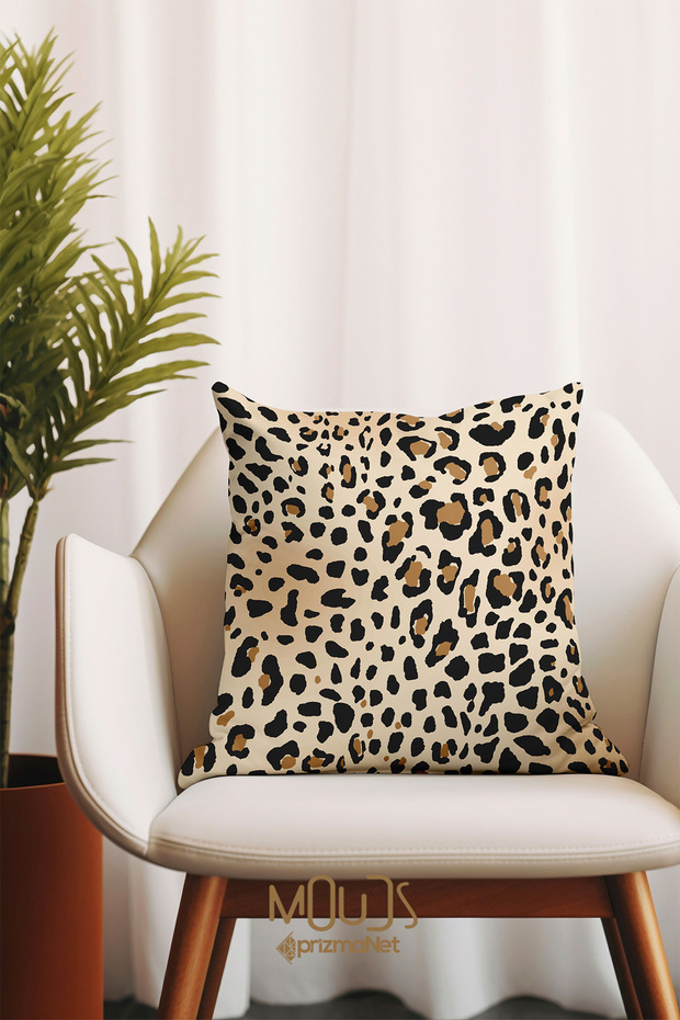 غطاء وسادة رمي فردي مطبوع على الوجهين بنمط الفهد - 1