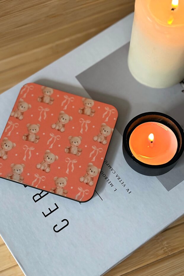 Teddy Bear Patterned Coaster - 2
