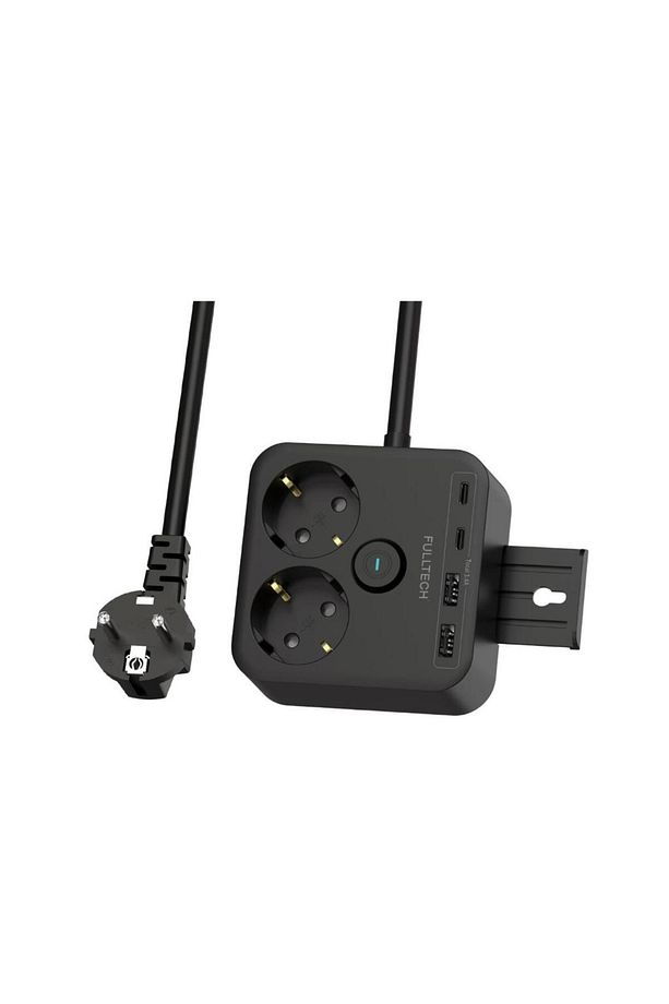 Fulltech Siyah Termal Akım Korumalı 2 Li Priz 2x Type C 2x USB 3680 W FTR-21 - 1