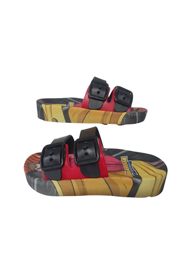 Boy's Black-Red-Yellow Super Hero Figure Non-Slip Sole Slippers Gezzer120-33