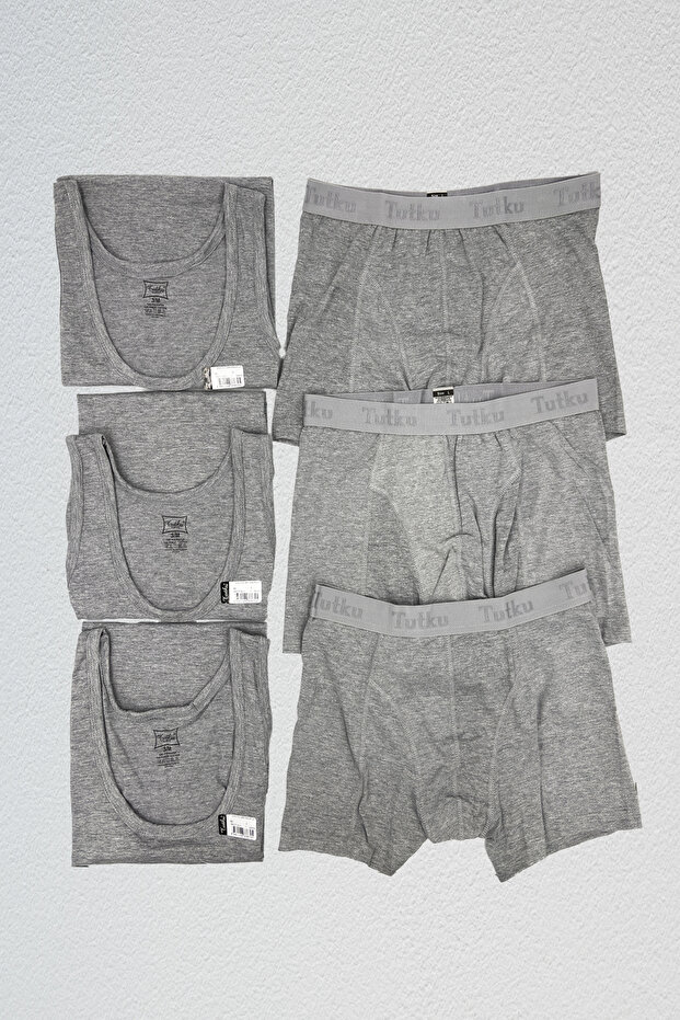 Men's Combed Athlete Lycral Boxer Gray 6-Piece Set