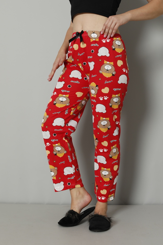 Economical Cotton Patterned Rotation Print Comfortable Single Bottom Pajama Bottoms - 3