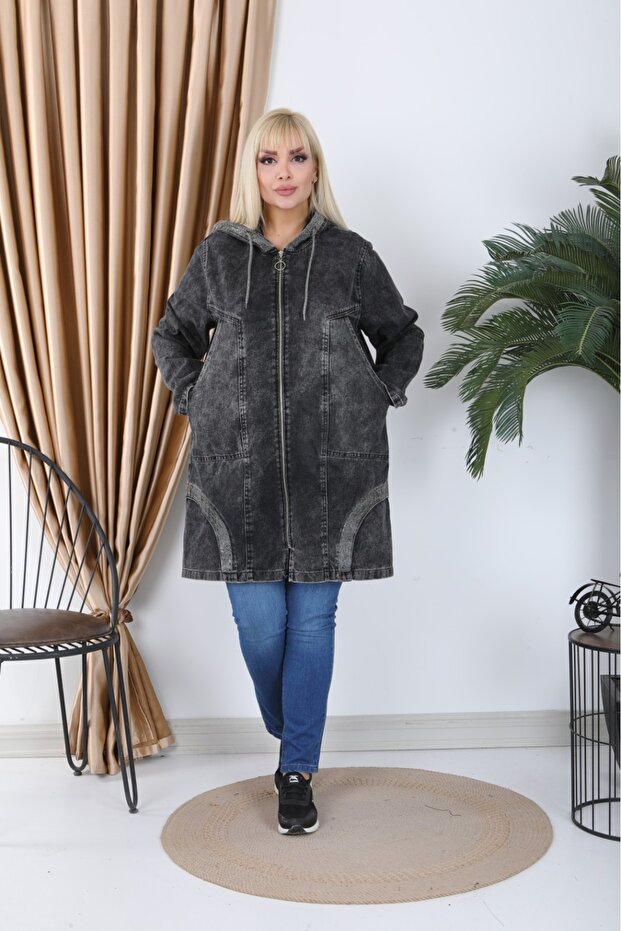 Jachetă lungă cu glugă - 4