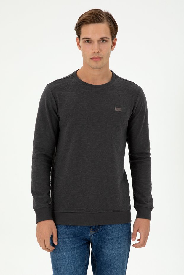 Men's Regular Fit Crew Neck Anthracite Sweatshirt 50290602 -Vr006