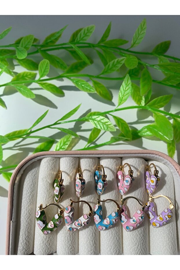 أقراط مطلية على شكل قلب - 3