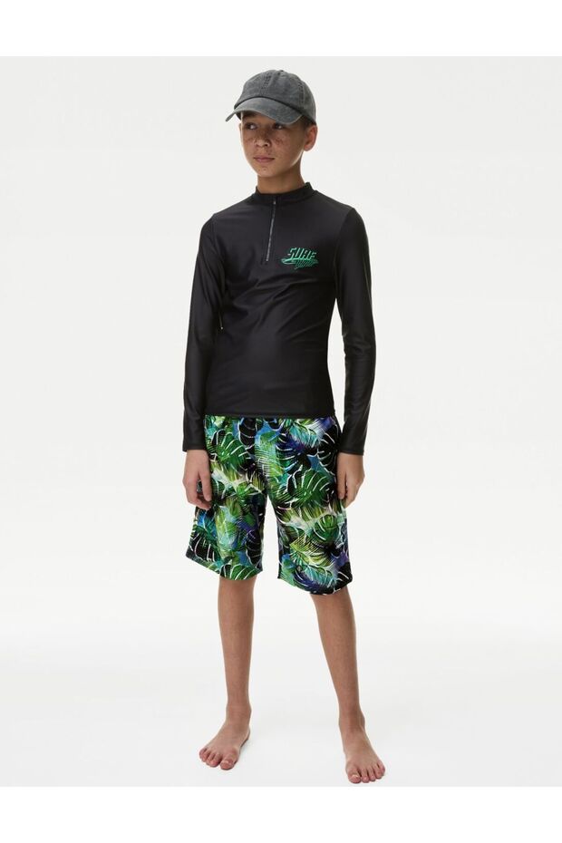 Yaprak Desenli Deniz Şortu (2-16 Yaş) - 1