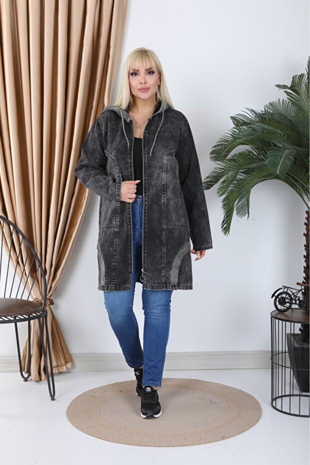 Jachetă lungă cu glugă - 7