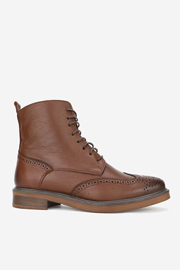 Women's Tan Genuine Natural Leather Number 36-41 Lace-Up Boots & Booties