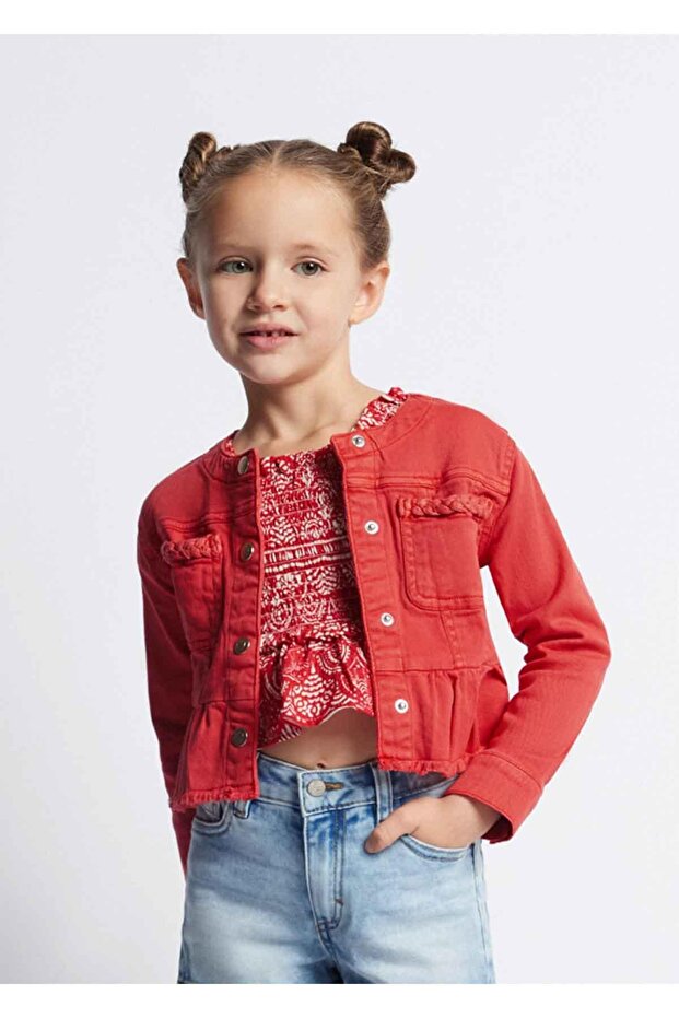 Girl's Pocket Detailed Gabardine Jacket