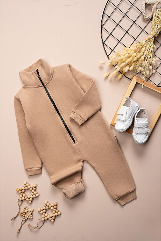 Children's Winter 3 Thread Raised Zippered Jumpsuit