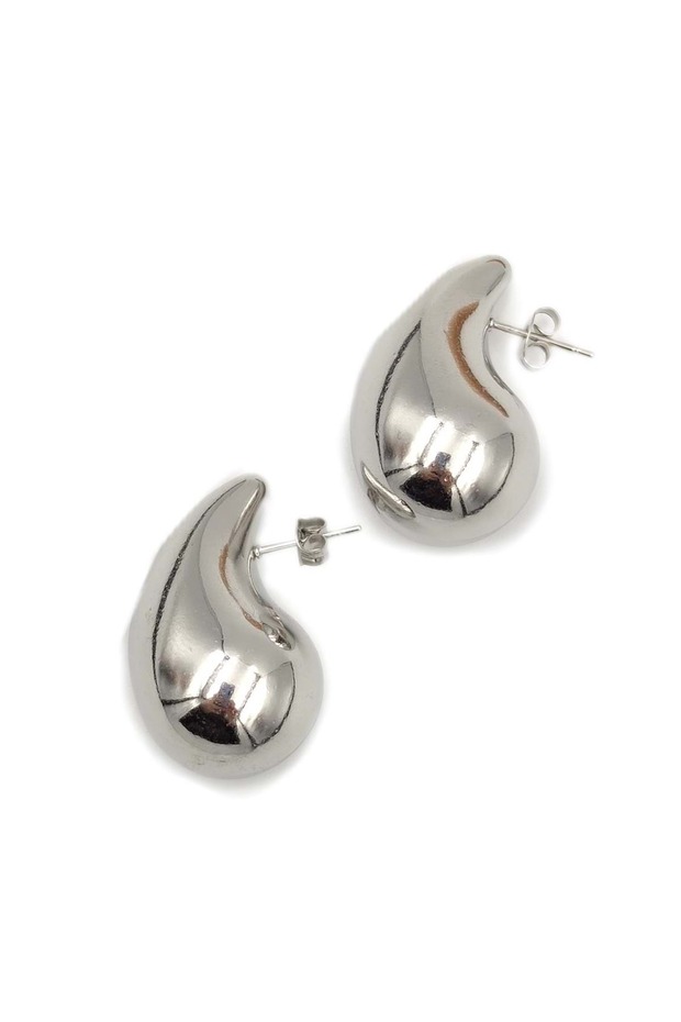Big Tear Drop Earrings with Steel Bomb - White